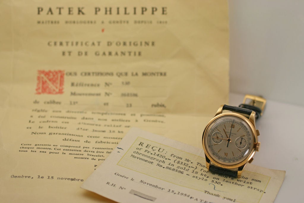 This is an extremely rare Patek Philippe oversize chronograph from 1950s.  The typical Patek Philippe chronograph from this period is 33mm and this particular model is 36mm.  This is an excellent example with a mint case dial and movement.  Another