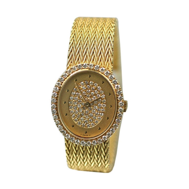Patek Philippe Ladies Diamond 
18k Gold Dress Watch  # 4506/1