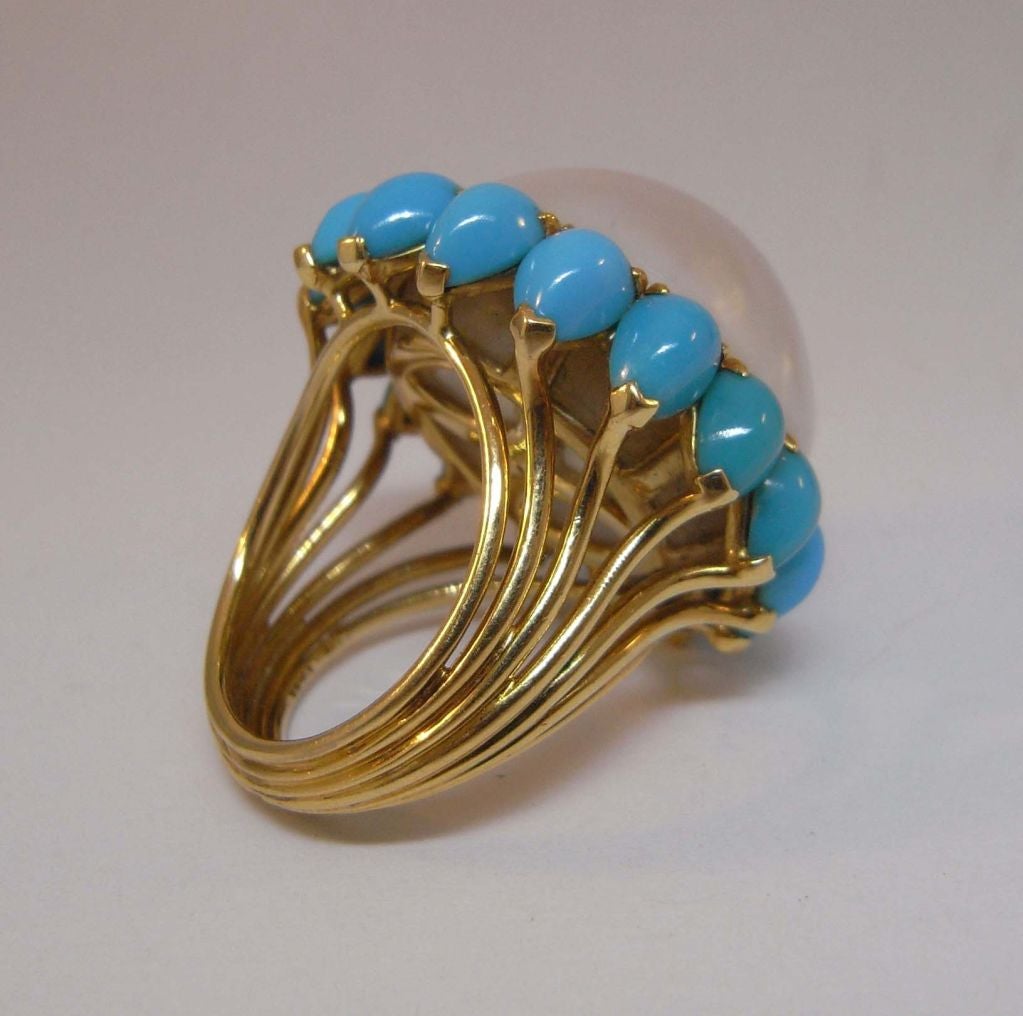 Cartier Paris mabe pearl and turquoise ring 2