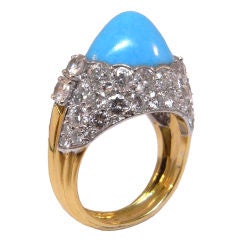 Cartier turquoise and diamond ring
