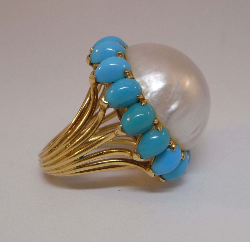 Cartier Paris mabe pearl and turquoise ring 1