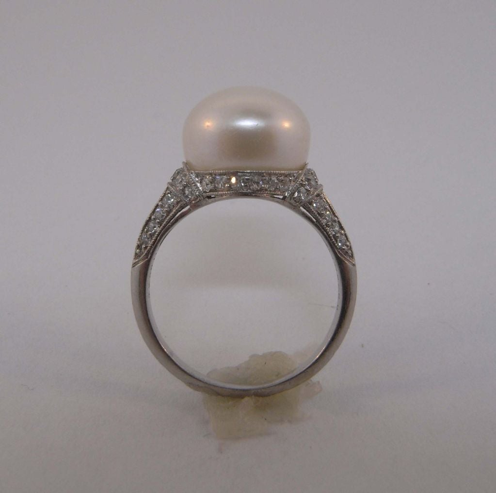 JE Caldwell pearl and diamond ring For Sale 1
