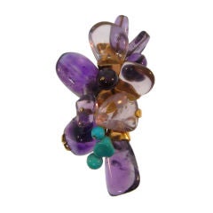 Vintage French amethyst and turquoise brooch