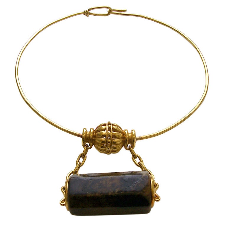 A 22k Gold and Archaic Jade Necklace by Helen Woodhull,1971 at 1stDibs |  archaic jewelry