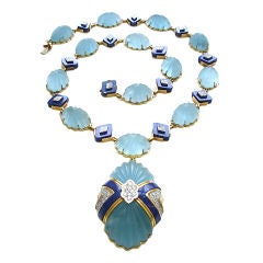 WANDER Gold Aquamarine Lapis Lazuli and Diamond Necklace