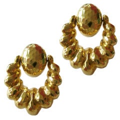 A Pair of Gold Ear Clips by Hammerman Bros, c 1970