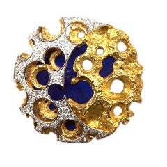 A Gold, Lapis, Diamond Pendant/Brooch, Albert Weber, Swiss c1970