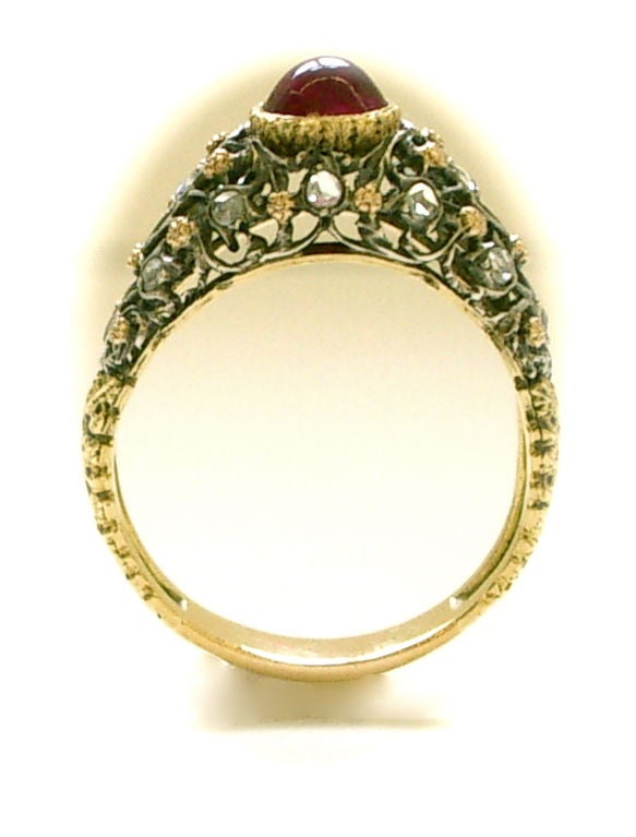 Buccellti Gold and Diamond Ruby Ring, circa 1960 In Excellent Condition In Cincinnati, OH