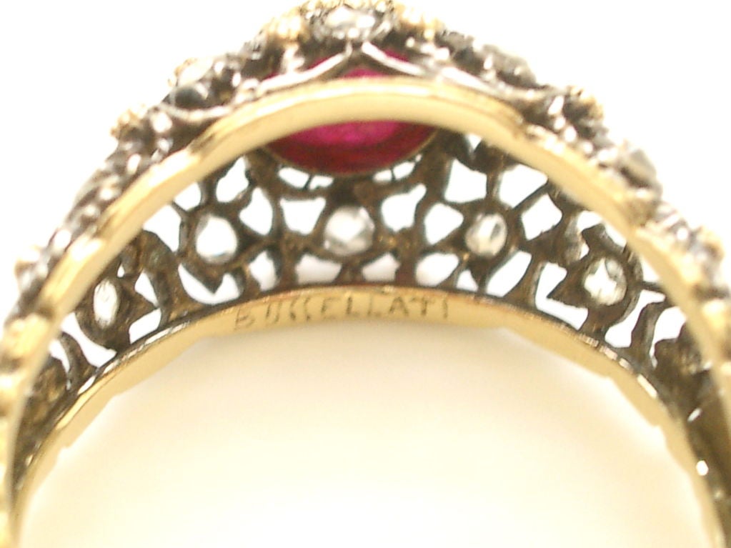 Buccellti Gold and Diamond Ruby Ring, circa 1960 1
