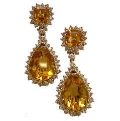 Citrine and Diamond Earrings, circa 1960