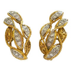 18k Gold and Diamond Earclips by Kutchinsky, c1960