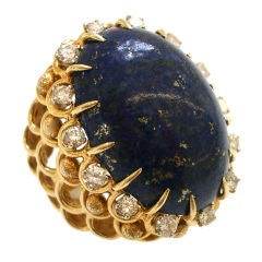 18k Diamond and Lapis Lazuli Ring c1960