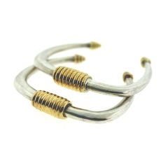 Pair of Zolotas 18k Gold and Sterling Silver Bangle Bracelets