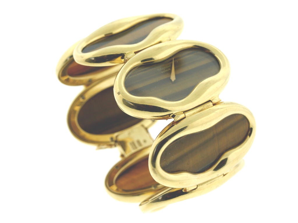 Fantastic 1970s Chopard Tiger Eye Bracelet Watch