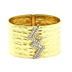 Gucci Gold and Diamond 1970s Cuff