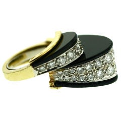 Unusual 1970s Diamond and Black Onyx Cocktail Ring