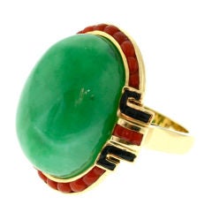 Very Fine Art Deco Jade Ring