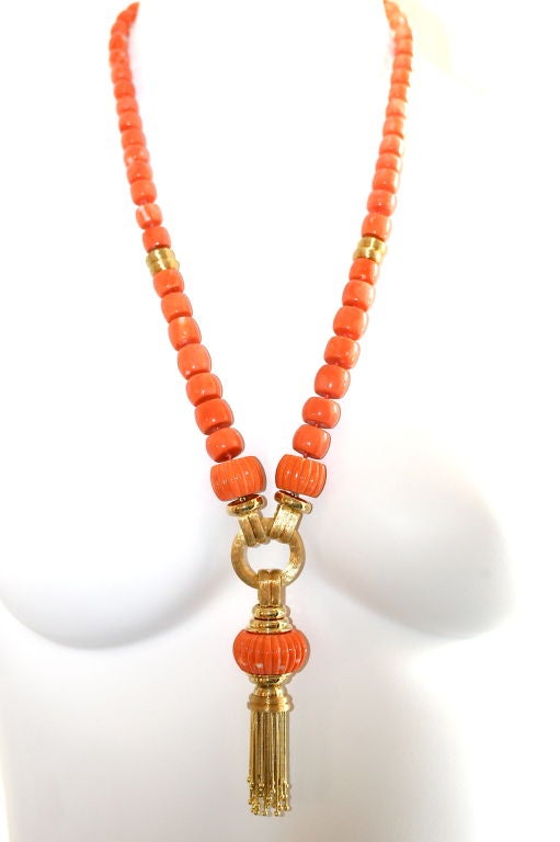 Chic colorful Henry Dunay Long Coral  Necklace 1