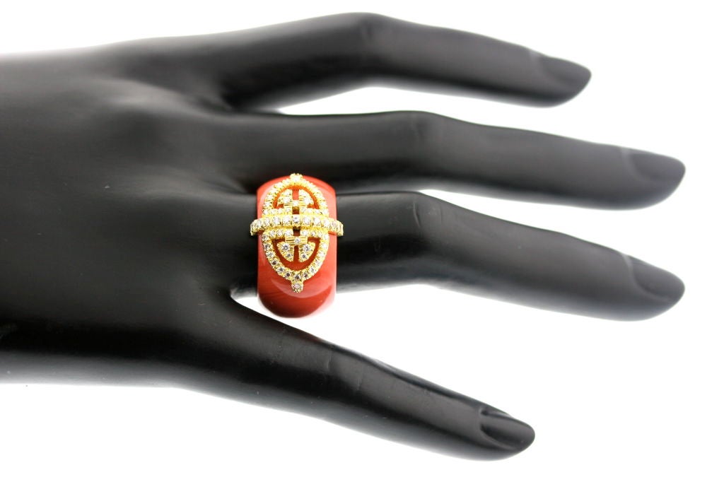 Henry Dunay Beautiful Coral and Diamond Ring 1