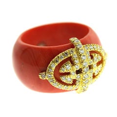 Henry Dunay Beautiful Coral and Diamond Ring