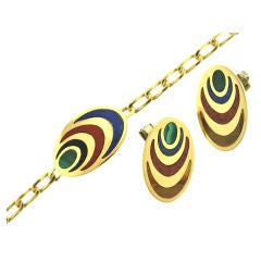 Bulgari Hard Stone Bracelet & Ear Clip Suite