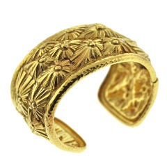 David Webb Hammered Gold Raised Flower Cuff David Webb Hammered Gold Raised Flower Cuff