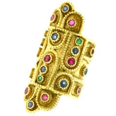 Lalaounis Byzantine Design Gold and Gem Set Ring