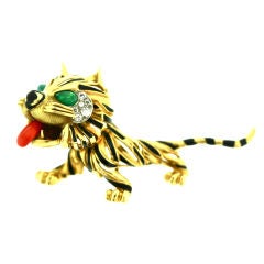 Van Cleef & Arpels Coral Tongue Tiger Brooch Clip