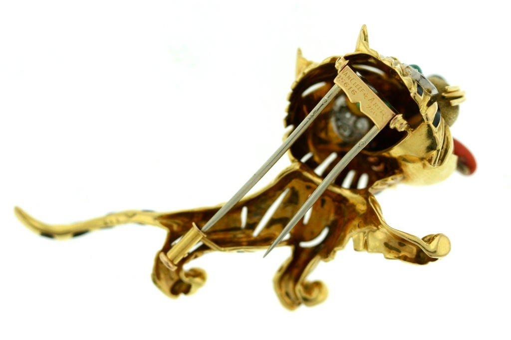 Van Cleef & Arpels Coral Tongue Tiger Brooch Clip