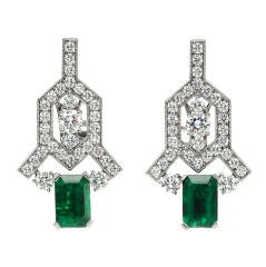 BOUCHERON Emerald & Diamond Earclips 
