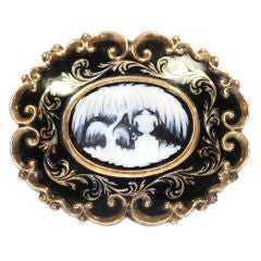 19th century black mourning cameo brooch