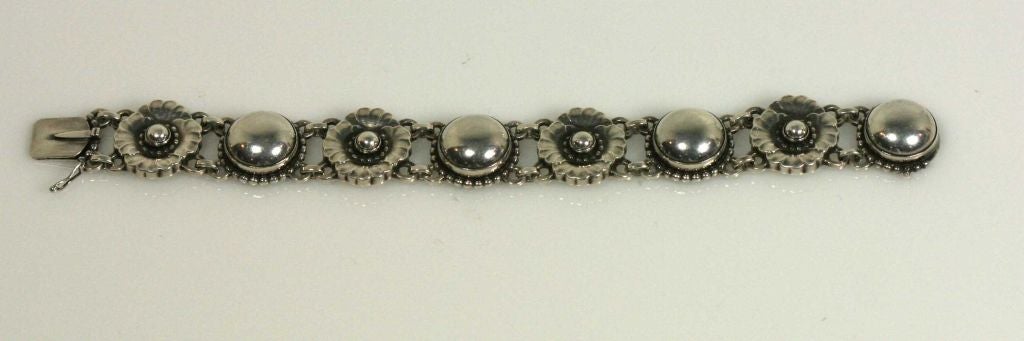 Georg Jensen sterling silver bracelet No. 29 in floral motif.  Originally designed by Georg Jensen in 1927. Bracelet measures 7 3/8