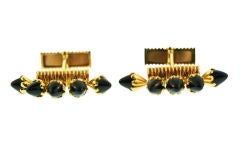 1940's French Black Onyx and 18K Yellow Gold Cufflinks