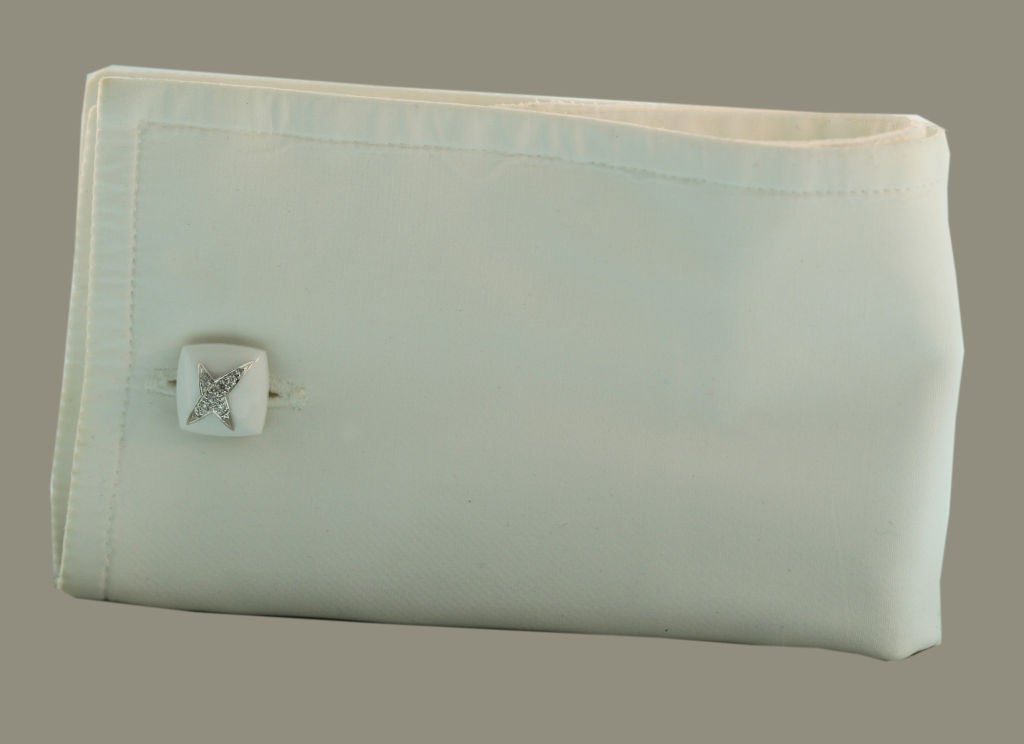 Modern White Agate and Diamond Cufflinks by MAUBOUSSIN