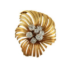 Antique Gold and Diamond Blossom Pin by BOUCHERON Paris