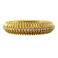 Elegant French Gold Diamond Chevron Bracelet