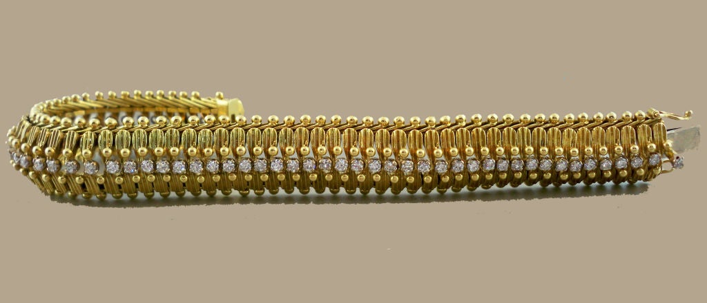 Elegant French Gold Diamond Chevron Bracelet