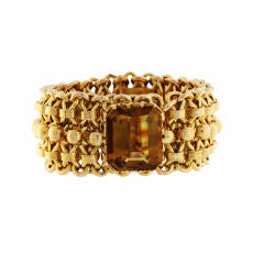 Massive Citrine and Gold Cuff Bracelet