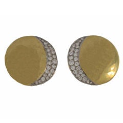 TIFFANY & CO. Quarter Moon Gold and Diamond Earclips