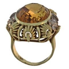 Austrian Studio Jeweler
s  Citrine Diamond Gold Ring