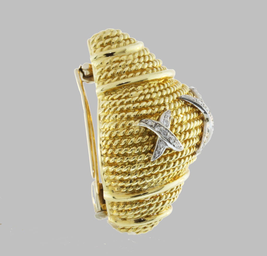 Gold and Diamond Conch Shell Pin Arfan Paris