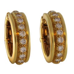 David Webb Diamond and Gold Creole Earclips