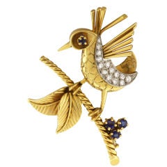 BOUCHERON PARIS Diamond Gold Bird on a Branch Pin