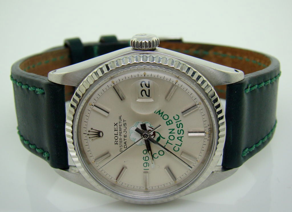 A Stainless Steel Datejust 'Cotton Bowl' 1969 Watch by Rolex - Special edition Rolex made for Texas & Tennessee football teams of 1969, circa 1969, signed Rolex