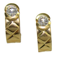 Chanel 18 Karat Yellow Gold & Diamond Clip-on Earrings