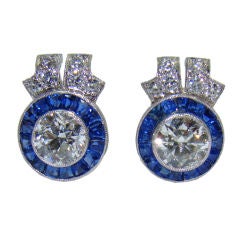 Platinum, Diamond & Sapphire Earrings