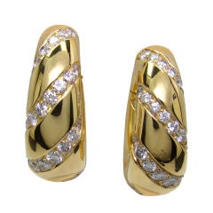18K Yellow Gold & Diamond Hoop Earrings by Bvlgari