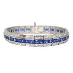 Platinum, Diamond & Blue Sapphire Bracelet