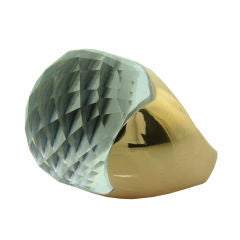Rock Crystal 
18K Yellow Gold Dome Ring
