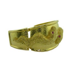 David Webb 18K Yellow Gold & Ruby Snake Bracelet